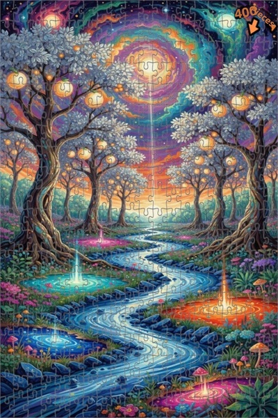 Teona Ahşap لغز خشبي بإطار مزدوج الطبقات بمظهر لوحة زيتية مستوحاة من الغابة ا...