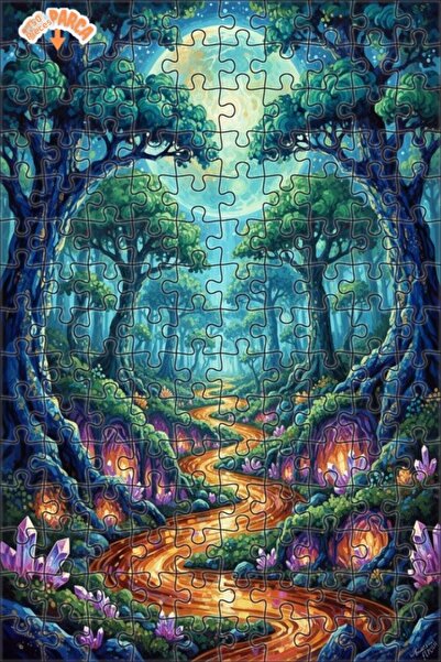 Teona Ahşap لغز خشبي بإطار مزدوج الطبقات بمظهر لوحة زيتية، بتصميم غابة خيالية...