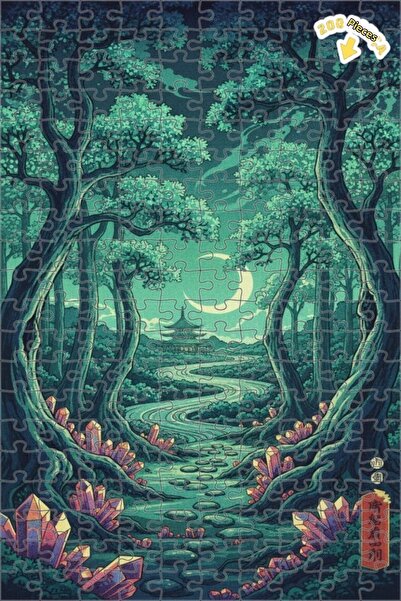 Teona Ahşap لوحة زيتية منقوشة بنمط الطريق الكريستالي في الغابة السحرية، لغز خ...