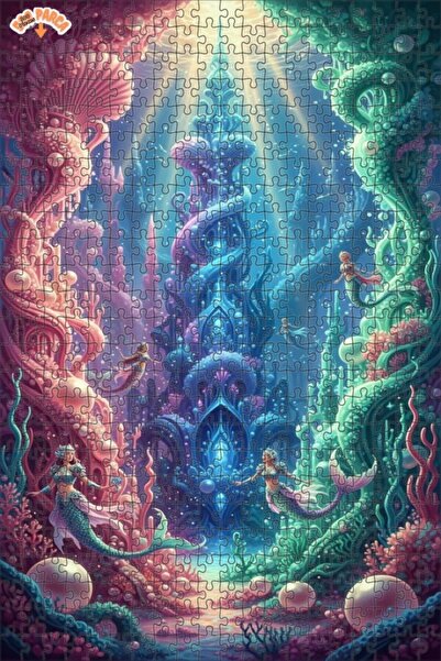 Teona Ahşap لغز خشبي على شكل قلعة حورية البحر بمظهر لوحة زيتية 500 قطعة 50×30