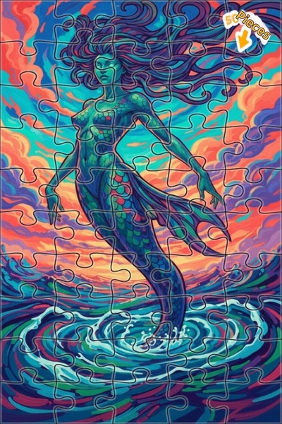 Teona Ahşap لغز خشبي مؤطر بطبقتين بمظهر لوحة زيتية مستوحى من أسطورة حورية الب...