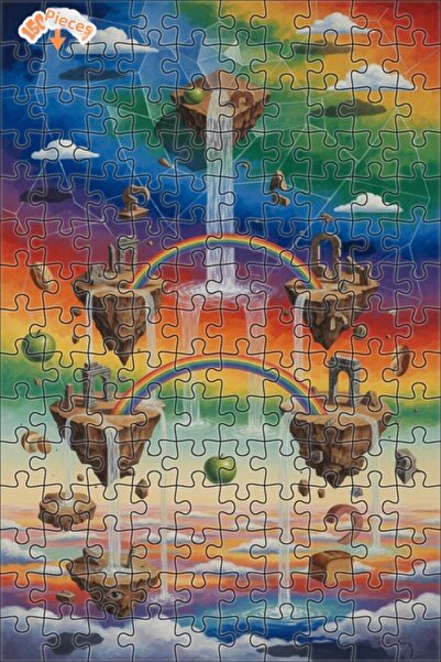 Teona Ahşap لغز خشبي بإطار مزدوج الطبقات على شكل شلالات قوس قزح 150 قطعة 20×30