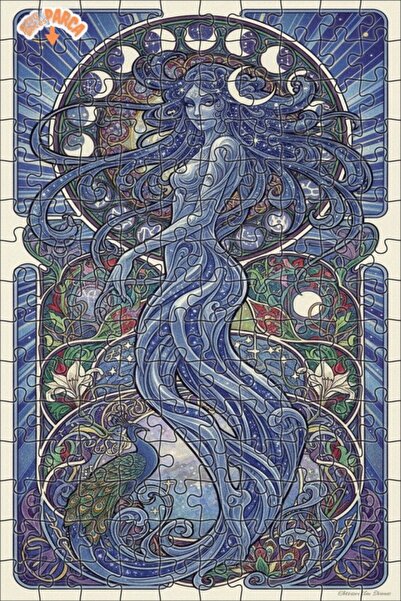 Teona Ahşap لوحة زيتية فنية للمرأة السماوية والطاووس، لوحة خشبية مؤطرة بطبقتي...