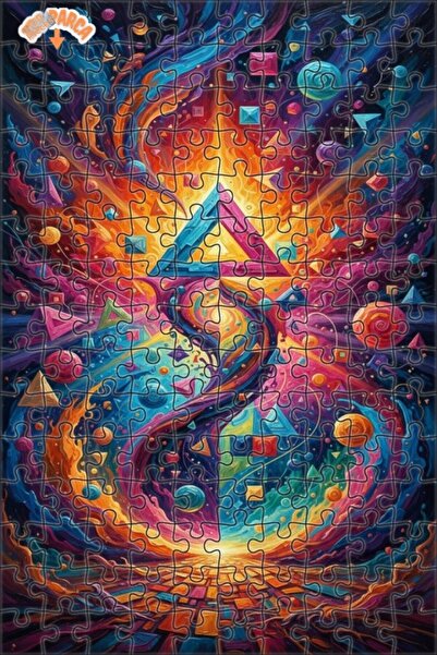 Teona Ahşap لغز خشبي بإطار مزدوج الطبقات بمظهر لوحة زيتية هندسية كونية 150 قط...