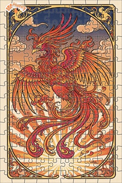 Teona Ahşap لغز خشبي مؤطر بطبقتين بمظهر فني خطي على شكل العنقاء الأسطورية 150...