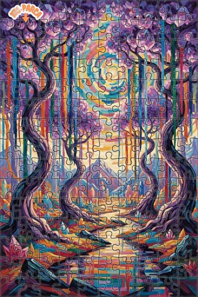 Teona Ahşap لغز خشبي بإطار على شكل طريق الغابة الكريستالية بمظهر لوحة زيتية ح...