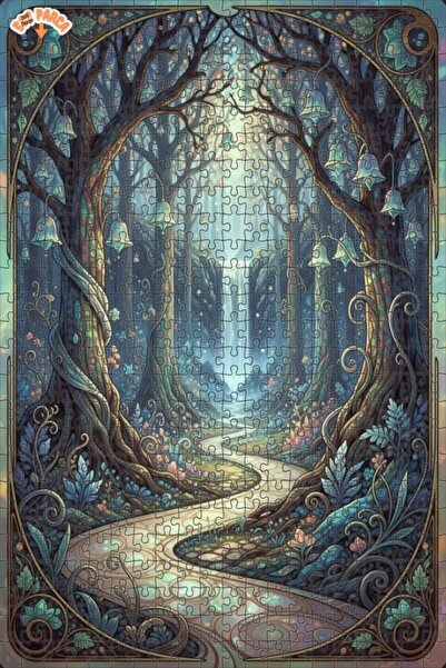 Teona Ahşap لغز فني بمظهر لوحة زيتية لشلال الغابة السحرية 500 قطعة 50×30