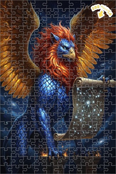 Teona Ahşap لوحة زيتية تصور الغريفين الأساطيري السماوي، لغز خشبي بإطار مزدوج ...