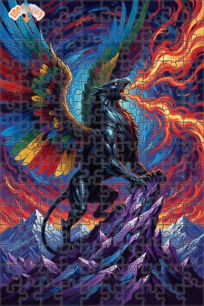 Teona Ahşap لغز خشبي بإطار مزدوج الطبقات على شكل مخلوق ذو أجنحة التنين الأحمر...