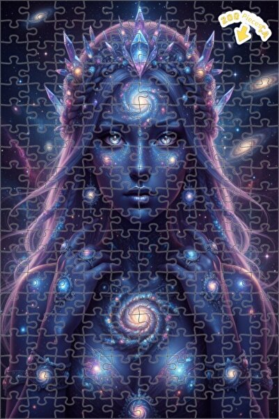 Teona Ahşap لغز خشبي بتصميم ملكة الكون مع مشهد المجرة، لغز خشبي بإطار مزدوج ا...