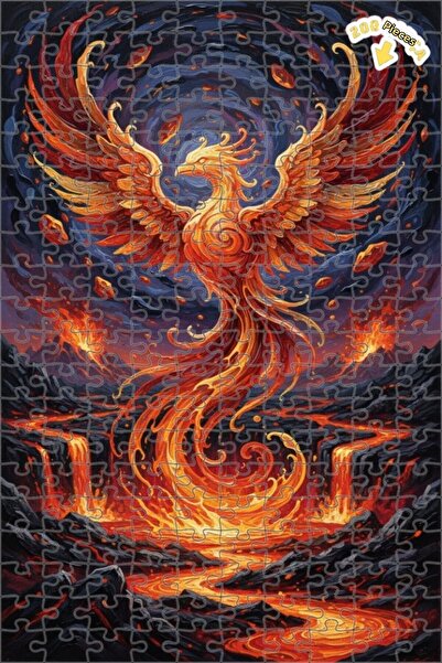 Teona Ahşap لغز خشبي مؤطر بطبقتين بمظهر لوحة زيتية لطائر الفينيق السحري 200 ق...