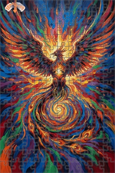 Teona Ahşap لغز خشبي بإطار مزدوج الطبقات بمظهر لوحة زيتية لطائر العنقاء المتو...