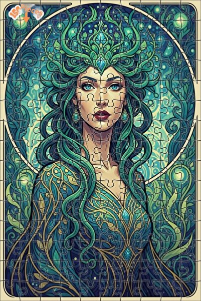 Teona Ahşap لغز خشبي بإطار مزدوج الطبقات بمظهر لوحة زيتية لامرأة خضراء مرعبة ...