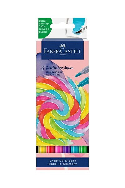 Faber Castell مجموعة أقلام تحديد مائية من جولدفابر، 6 قطع، قابلة للغسل، بحبر ...