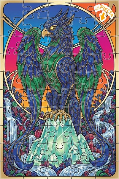 Teona Ahşap لغز خشبي مؤطر بطبقة مزدوجة من ميستيك جريفين كريستال ماونتن، 50 قط...