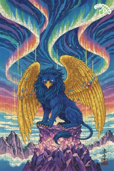 Teona Ahşap لغز خشبي مؤطر بطبقة مزدوجة من ميستيك بلو جريفين كريستال سيرف، 800...