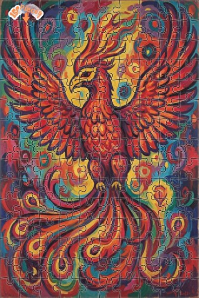 Teona Ahşap لغز فني بمظهر لوحة زيتية لطائر الفينيق الأحمر 150 قطعة 20×30