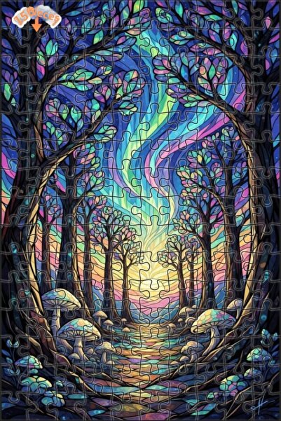 Teona Ahşap لغز خشبي ملون بإطار مزدوج الطبقات من فن الفسيفساء الساحر للغابات ...