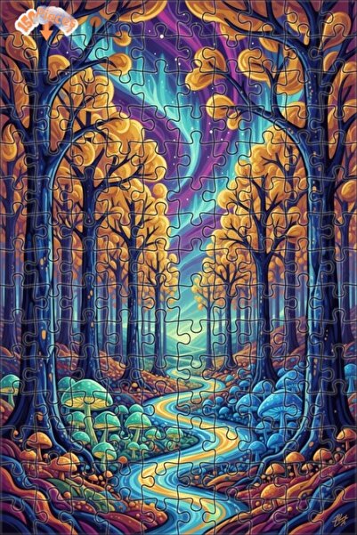 Teona Ahşap لغز خشبي مؤطر بطبقتين بمظهر لوحة زيتية لغابة سحرية 150 قطعة 20×30