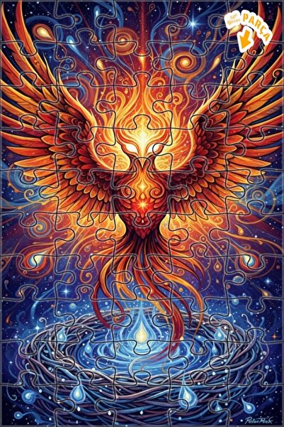 Teona Ahşap لغز خشبي بإطار مزدوج الطبقات بمظهر لوحة زيتية لطائر الفينيق المتص...