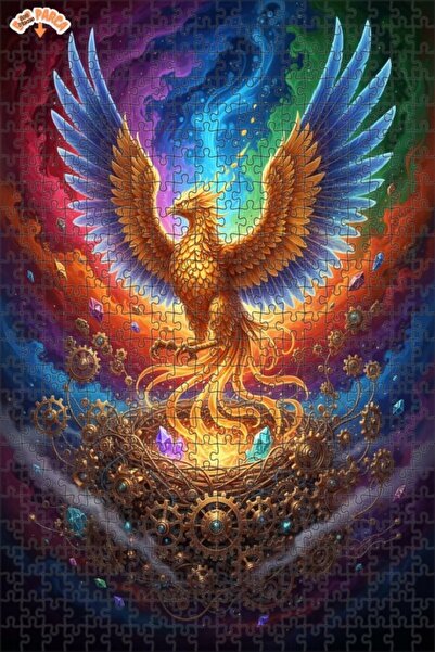 Teona Ahşap لغز خشبي بإطار مزدوج الطبقات على شكل طائر الفينيق الذهبي 500 قطعة...