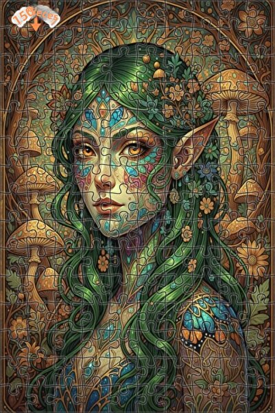 Teona Ahşap لغز خشبي مؤطر بطبقتين بمظهر لوحة زيتية لجنية الغابة السحرية 150 ق...