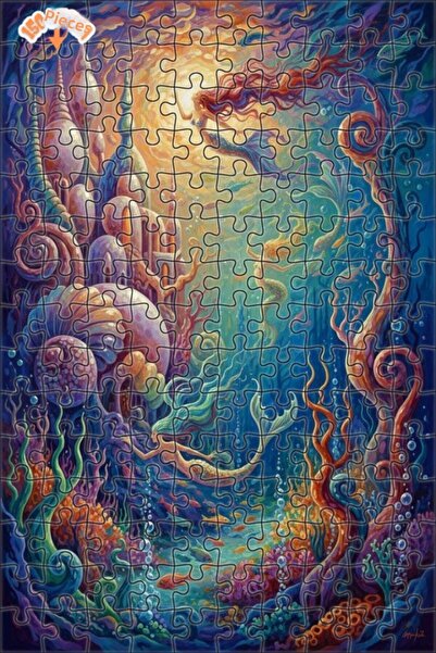 Teona Ahşap لغز خشبي مؤطر بطبقتين بتصميم حكاية سحرية من البحر 150 قطعة 20×30