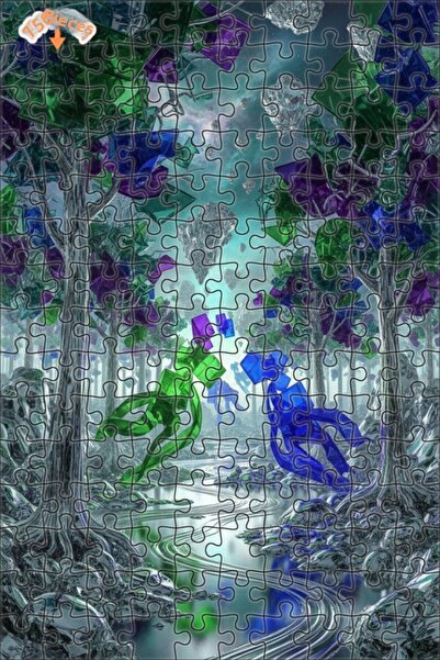 Teona Ahşap لوحة زيتية لشخصيات ترقص في الغابة الكريستالية، لغز خشبي مؤطر بطبق...