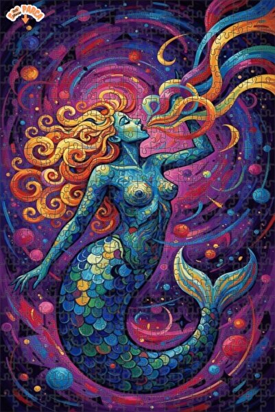 Teona Ahşap لغز خشبي بإطار مزدوج الطبقات بمظهر لوحة زيتية لحورية البحر الكوني...