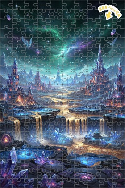 Teona Ahşap لغز خشبي بإطار مزدوج الطبقات بمظهر لوحة زيتية لمدينة كريستال ديار...