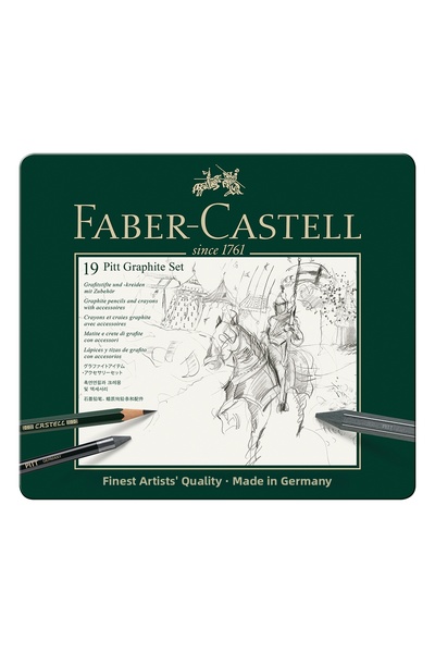 Faber Castell مجموعة فن الجرافيت من بيتم، باللون الأسود، 19 قطعة، مع أقلام فح...