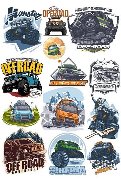 Reysa Tasarım مجموعة ملصقات الطرق الوعرة 4 × 4 مكونة من 13 قطعة للهاتف والكمب...