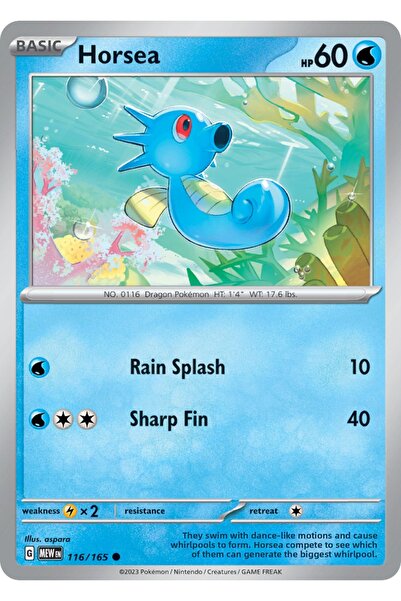 Pokemon TCG Horsea 116/165 Common Licensed Game Card (Sv151)
