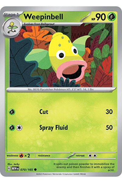 Pokemon TCG بطاقة ألعاب Weepinbell 70/165 المشتركة المرخصة (SV151)