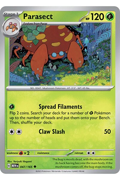Pokemon TCG Parasect 47/165 Uncommon Licensed Game Card (Sv151)