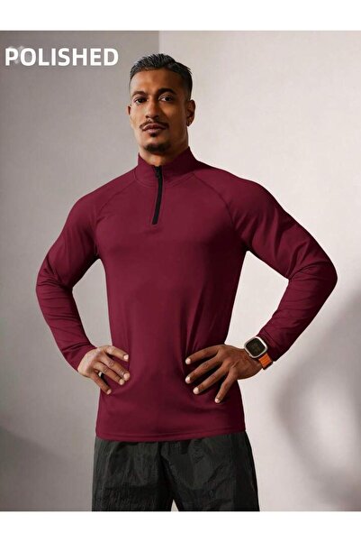 Machetta Men's Half Zipper Long Sleeve Fitness Gym Sportsman Bodysuit