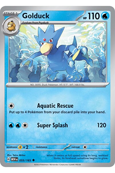 Pokemon TCG Golduck 55/165 Uncommon Licensed Game Card (Sv151)