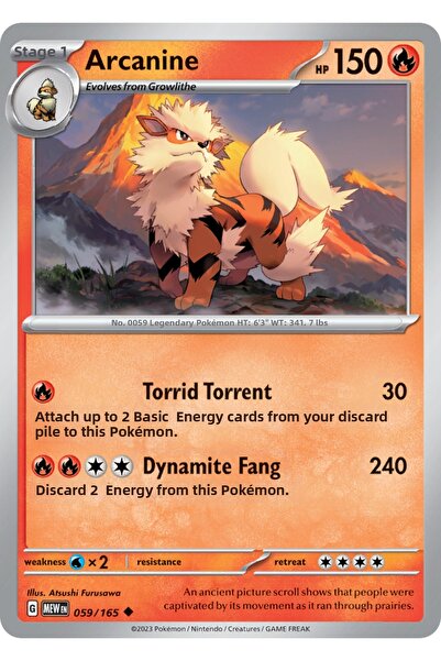 Pokemon TCG بطاقة ألعاب أركانين 59/165 غير شائعة مرخصة (إس في 151)