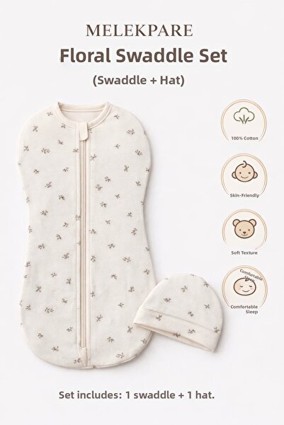 Melekpare 100% Cotton Zippered Baby Swaddle Newborn