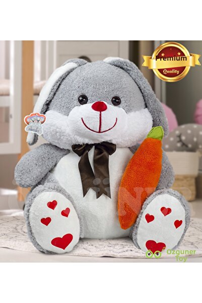 Özgüner Oyuncak Cute Rabbit Plush 80 cm Holding Carrot in Hand, Soft Toy