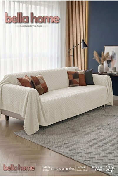 Bella Home Wellsoft Sponge Sofa Cover – Soft Textured, Non-Slip Base - Cream