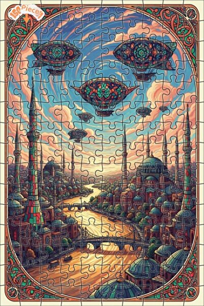 Teona Ahşap لغز خشبي على طراز ستيمبانك بمظهر الألوان المائية لإسطنبول 150 قطع...