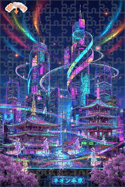 Teona Ahşap لغز خشبي بإطار من طابقين من نيون طوكيو دريم 150 قطعة 20x30