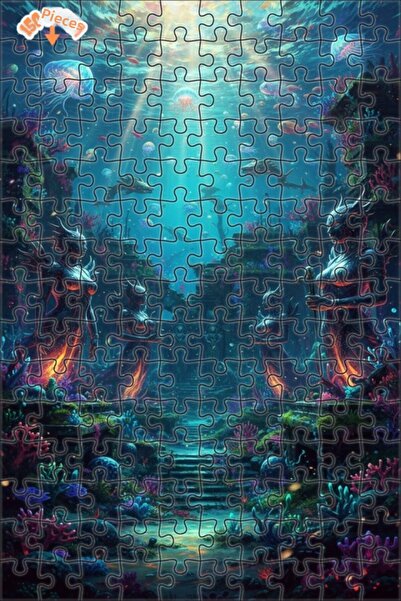 Teona Ahşap لغز خشبي مؤطر بطبقتين بمظهر لوحة زيتية لمعبد حورية البحر الغامضة ...