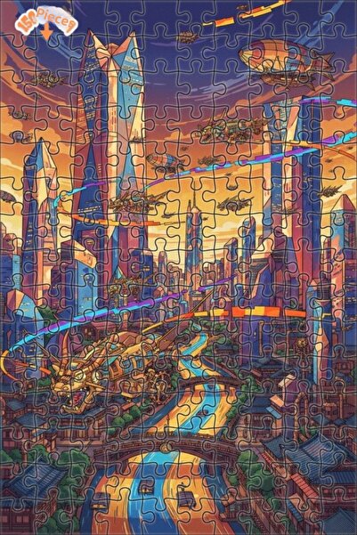 Teona Ahşap لغز خشبي بإطار مزدوج الطبقات من مدينة التنين البخاري الخطية 150 ق...