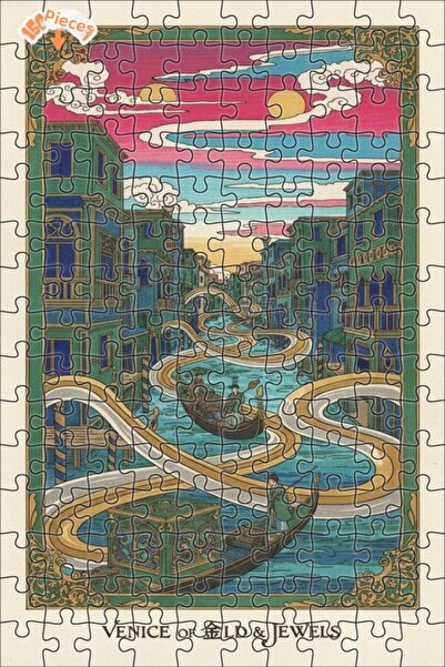 Teona Ahşap لغز خشبي بإطار مزدوج الطبقات من فن الذهب والمجوهرات في البندقية 1...