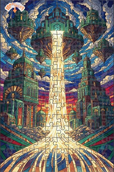 Teona Ahşap لغز خشبي فني على شكل شلال سماوي، لغز خشبي بإطار مزدوج الطبقات، 15...