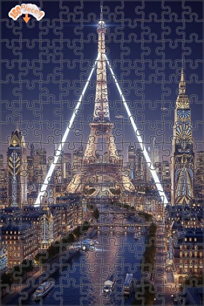 Teona Ahşap لغز خشبي بإطار ذو طابقين بمظهر لوحة زيتية مستوحاة من أضواء باريس ...