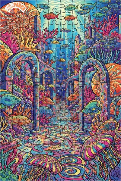 Teona Ahşap لغز خشبي مؤطر بطبقتين بمظهر الألوان المائية الملونة للملكة السحري...