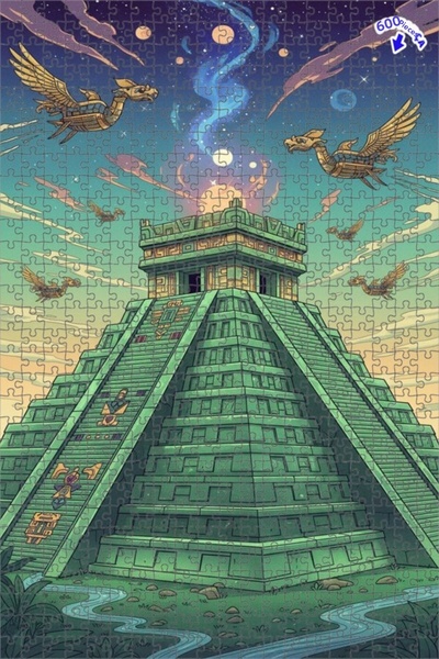 Teona Ahşap لغز خشبي مؤطر مكون من طابقين بتصميم الأهرامات المايا الغامضة والت...